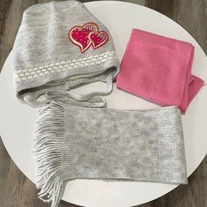 Girl’s winter hat and two scarfs set of 3 items